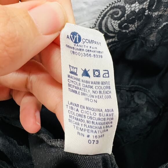 Vintage Vanity Fair Full Slip Black Butterfly Lace Detail Size 42 Midi Dress - Picture 8 of 8